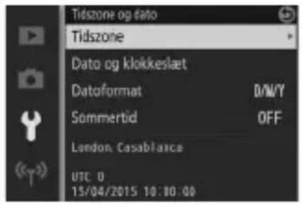 NIKON 1 J5 - Tidszone og dato - 1