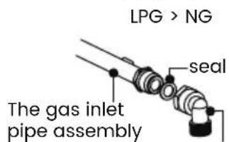 LPG > NG seal The gas inlet pipe assembly
