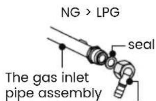 NG > LPG seal The gas inlet pipe assembly