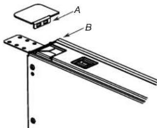 Technical diagram showing a mechanical assembly with labeled components A and B, likely illustrating a mounting or mounting mechanism.