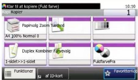 Klar til at kopiere (Fuld farve) 10:10 Kop! Kopier Papirvalg Zoom Taethed A4 100% Normal 0 Duplex Kombiner Farvevalg 1-sidet>>1-sidet FuldfarveFra Funktioner af ID-kort FavoriteKop