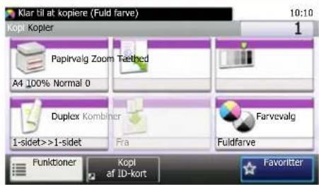 Klar til at kopiere (Fuld farve) 10:10 Kopil Kopier Papirvalg Zoom Teethed A4 100% Normal 0 Duplex Kombiner 1-sidet>>1-sidet Fra Farvevalg Fuldfarve Funktioner Kopil af ID-kort Favorite