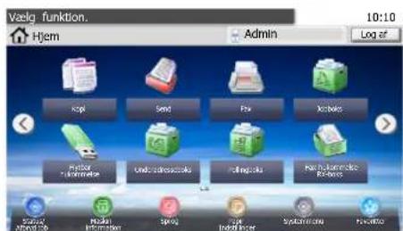 Vælg. funktion. Hjem Admin Log af Kapt Send Fax Fax Basic Forder Information User address kit Login kit Fax - Lemblics Access Systematic Modul Information Spool Index finger Systematic FixICO
