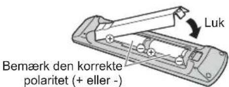 Luk Bemærk den korrekte polaritet (+ eller -)
