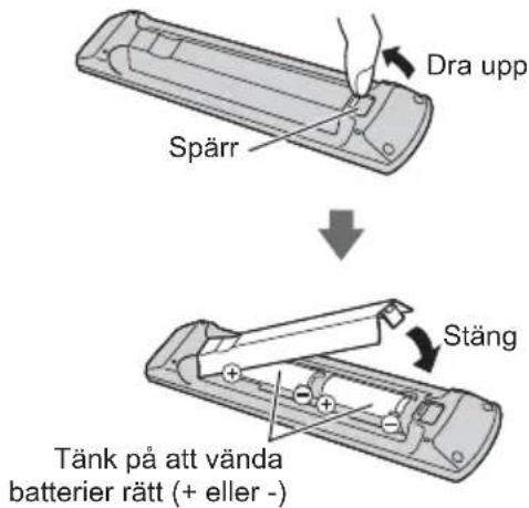 Dra upp Spärr Stäng Tänk på att vända batterier rätt (+ eller -)