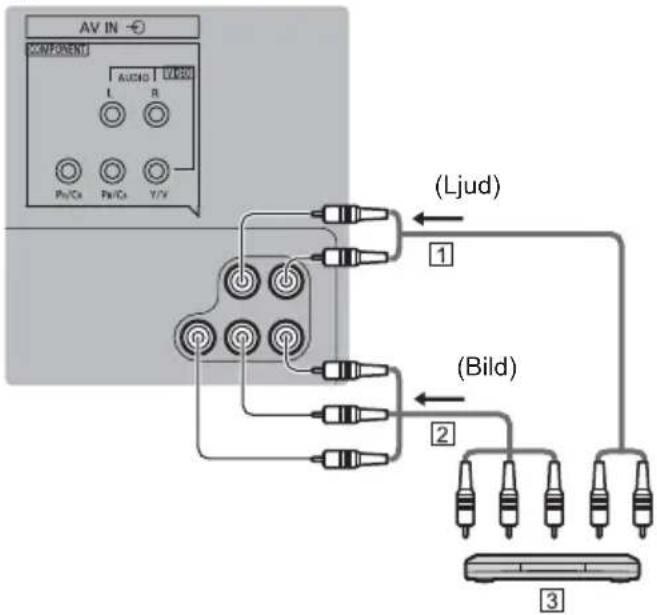 AV IN COMPONENT AUCING L R Pv/Cx Pw/Cx T/V (Ljud) 1 (Bild) 2 3