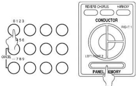 0 1 2 3 5 6 CANCEL - 7 8 9 REVER2 CHORUS HARMORY CONDUCTOR RIGHT 1 LEFT RIGHT 2 PANEL EMORY