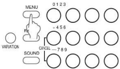 MENU 0 1 2 3 +4 5 6 VARIATION CANCEL -7 8 9 SOUND