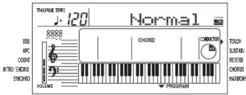 TRANSFORM TEMPO J-120 Normal 8888 XBS APC COUNT INTRO ENDING SNCHRO VOLUME CHORD CONDUCTOR TOUCH SUSTAIN REVERB CHORUS HARONY PROGRAM