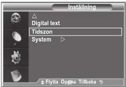 Inställning Digital text Tidszon System Flytta Öppna Tillbaka