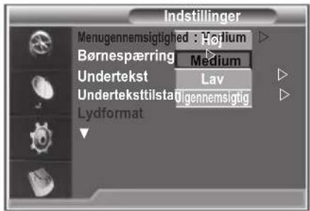 SAMSUNG LE26R89BD - Du kan indstille menuens gennemsigtighed - 1