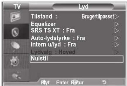 SAMSUNG LE26R89BD - Nulstilling af lydindstillingerne til standardindstillingerne - 1