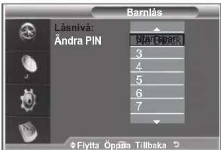 Barnlás Lásnivá: Ändra PIN NarBoard 3 4 5 6 7 Flytta Öpna Tillbaka