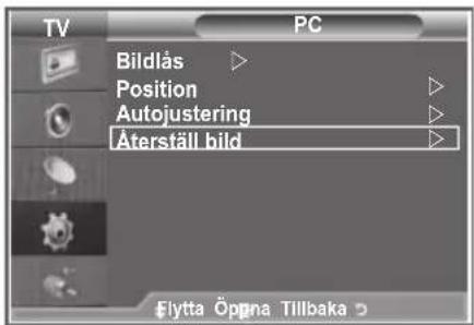 TV PC Bildlås Position Autojustering Återfäll bild Flytta Öppna Tillbaka