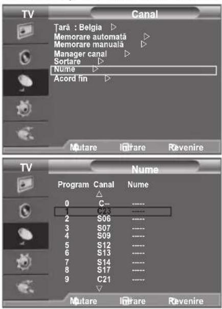 TV Canal Tară : Belgia ▷ Memorare automată ▷ Memorare manuală ▷ Manager canal ▷ Sortare ▷ Nume ▷ Acord fin ▷ Mutare Iirare Revenire TV Nume Program Canal Number 0 C- ---- 1 C23 ---- 2 S06 ---- 3 S07 ---- 4 S09 ---- 5 S12 ---- 6 S13 ---- 7 S14 ---- 8 S17 ---- 9 C21 ---- Mutare Iirare Revenire