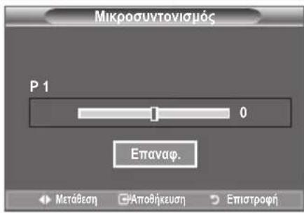 Μικροσυντονισμός P 1 0 Επαναφ. Μετάθεση Αποθήκεωση Επιστροφή