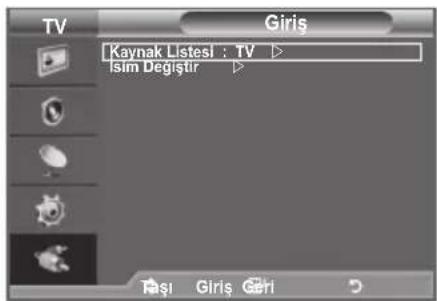 TV Giriş Kaynak Listesi : TV İsim Değişir Şeşi Giriş Geri