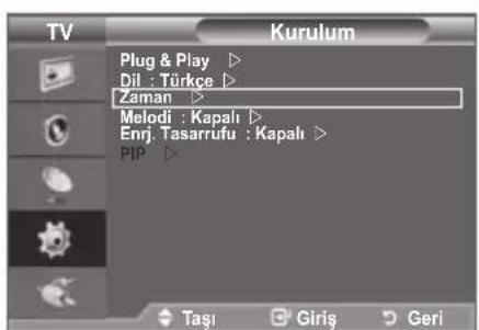 TV Plug & Play ▷ Dil : Türkçe ▷ Zaman ▷ Melodi : Kapalı ▷ Enj. Tasarrufu : Kapalı ▷ PIP ▷ Taşı Giriş Geri