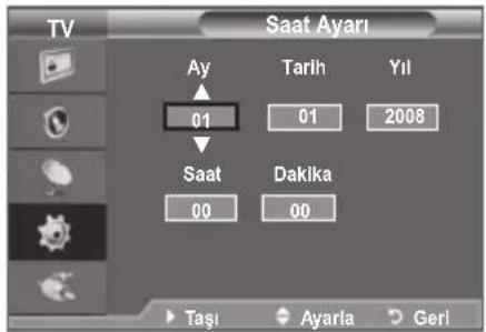 TV Saat Ayari Ay Tarih Yil 01 01 2008 Saat Dakika 00 00 Taşlı Ayarla Geri