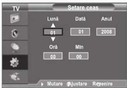 Setare ceas Lună Dată Anul 01 01 2008 Oră Min 00 00 Mutare Ajustare Reyenire