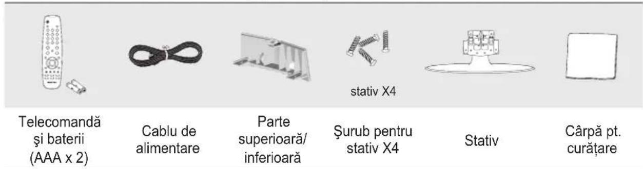 Telecomandă și baterii (AAA x 2) Cablu de alimentare Parte superioară/ inferioară șurub pentru stativ X4 Stativ Cârpă pt. curățare