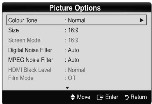 SAMSUNG LE19C451E2W - Picture Options - 1