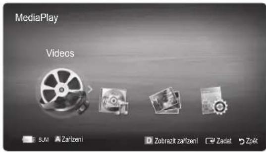 MediaPlay Videos SUM Zarženi Zobrazit zařízení Zadat Zpět