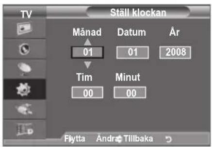 SAMSUNG LE37A656A1C - Ställa in och visa aktuell tid - 2