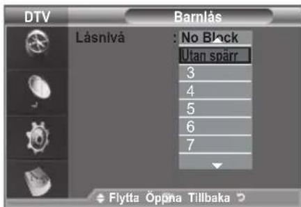 SAMSUNG LE37A656A1C - Ställa in Barnlås - 3