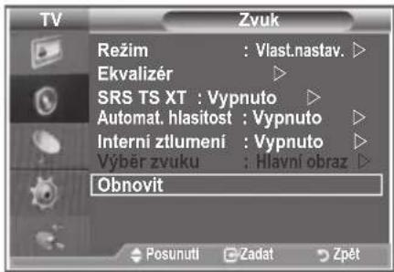 SAMSUNG LE32S86BD - Obnovení nastavení zvuku na výchozí nastavení od výrobce - 1