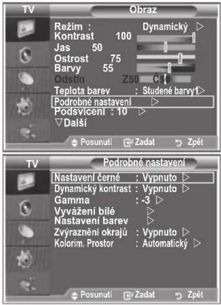 SAMSUNG LE32S86BD - Konfigurace podrobných nastavení obrazu - 1