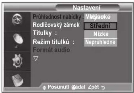 SAMSUNG LE32S86BD - Můžete nastavit průhlednost nabídky. - 1