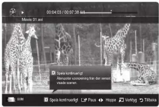 00:04:03 / 00:07:38 4/1 Movie 01 avi D Speia kontinuerigt Ätenpolar uopssering från den senast visade scenar. SUM D Speia kontinuerigt Paus Hoppa Verktyg Tillbaka