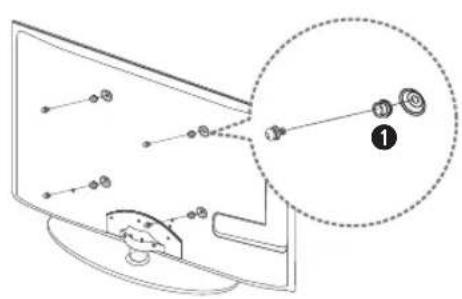 Diagram showing a computer monitor with labeled components and an inset magnified view highlighting a numbered component.