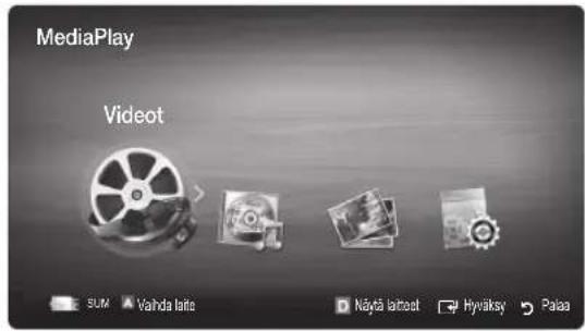 MediaPlay Videot SUM Vahda laite Nāytā laiteot Hyväksy Palaa