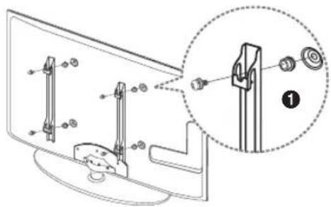 Technical diagram showing assembly of a mechanical component with numbered parts and an inset detail view labeled '1'