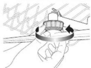 Illustration of a hand holding a mechanical component with a rotating knob (no text or symbols)