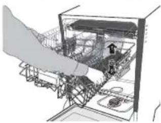 Diagram of a hand operating a mechanical or electrical device with internal components and wiring (no visible text or symbols).