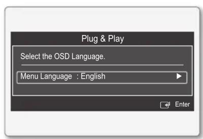 Plug & Play Select the OSD Language. Menu Language : English Enter
