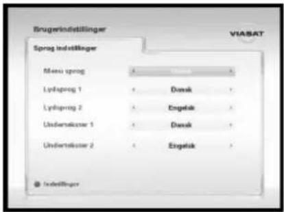 Brugindildlinger Sprug Indstilinger Mensu sprag Lydaprog 1 Lydaprog 2 Undertelkster 1 Undertelkster 2 Viasat Dansk Engelsk Dansk Engelsk Indstilinger