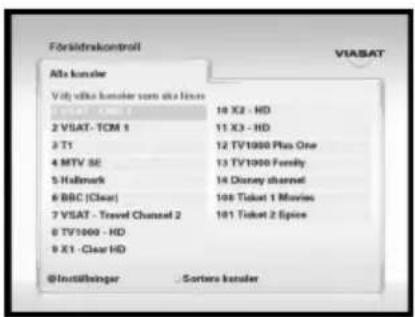 Försildrakontroll ViASAT Alts konsler Vitj vilka konsler som är Krause 2 VISAT- TCM 1 3 T1 4 MTV SE 5 Hallmark 6 BBC (Clear) 7 VISAT - Travel Channel 2 8 TV1000 - HD 9 X1 - Clear HD 10 X2 - HD 11 X3 - HD 12 TV1000 Plus One 13 TV1000 Family 14 Disney channel 108 Ticket 1 Movies 101 Ticket 2 Spice @Instellbinger Sorters konsler