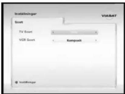 Inställninger Sort TV Sort VCR Sort Kompost VIASAT Inställninger