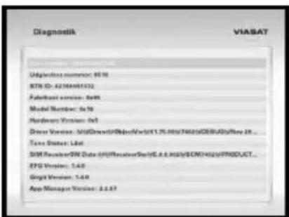 Diagnostik VIASAT Ugkinless numerator: 86.10 STK ID: 42100001532 Federkast version: 0x8t Model Number: 3x10 Hardware Version: 0x5 Driver Version: MUSGra#rSOPdavNcR(1.75.000/7402)CERJAD(Rev 28... Tave Status: Last SIM Receiver/SW Date(s)Resver/Ser(S,8.8.000)/SCM(HD24)PRODUCT... EPS Version: 1.4.8 Group Version: 1.4.8 App Manager Version: 2.2.87