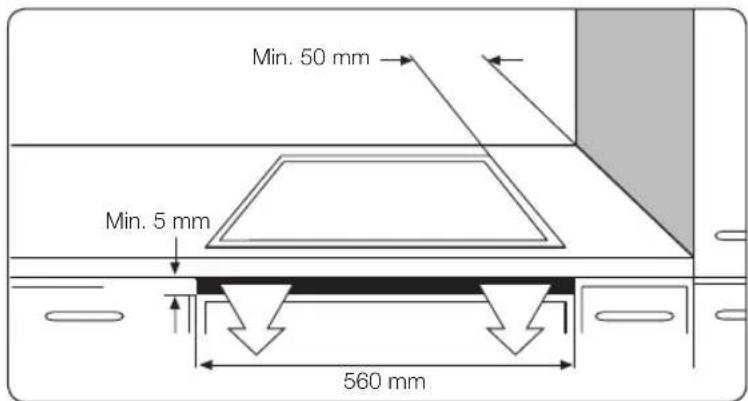 Min. 50 mm Min. 5 mm 560 mm