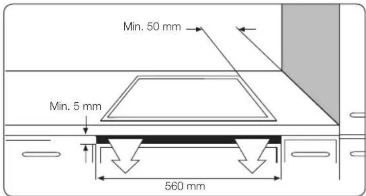 Min. 50 mm Min. 5 mm 560 mm