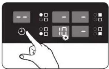 Hand interacting with a digital display control panel showing numeric keypad and control buttons