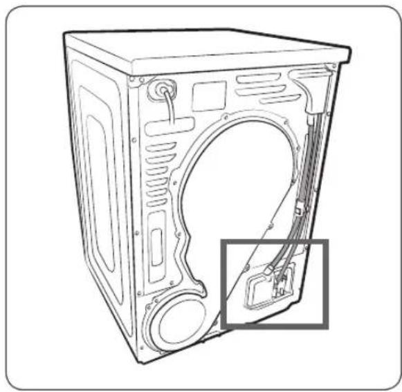 SAMSUNG DV9EK6000CW - Tilslutning af afledningsslangen - 1