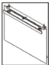 Pure mechanical assembly diagram showing a rectangular frame with internal components and mounting holes (no text or symbols)