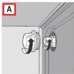 Diagram showing two wall-mounted switches mounted on a door, with a red label 'A' in the top-left corner (no text or symbols on the switches themselves)