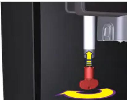 Close-up of a robotic arm with a red and yellow component, no visible text or symbols.